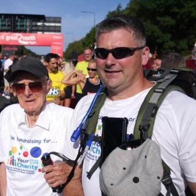 Bill Cooksey at the start area of the Great North Run